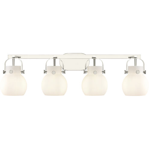 Pilaster II Sphere 4 Light 36.5 inch Polished Nickel Bath Vanity Light Wall Light in Matte White Glass