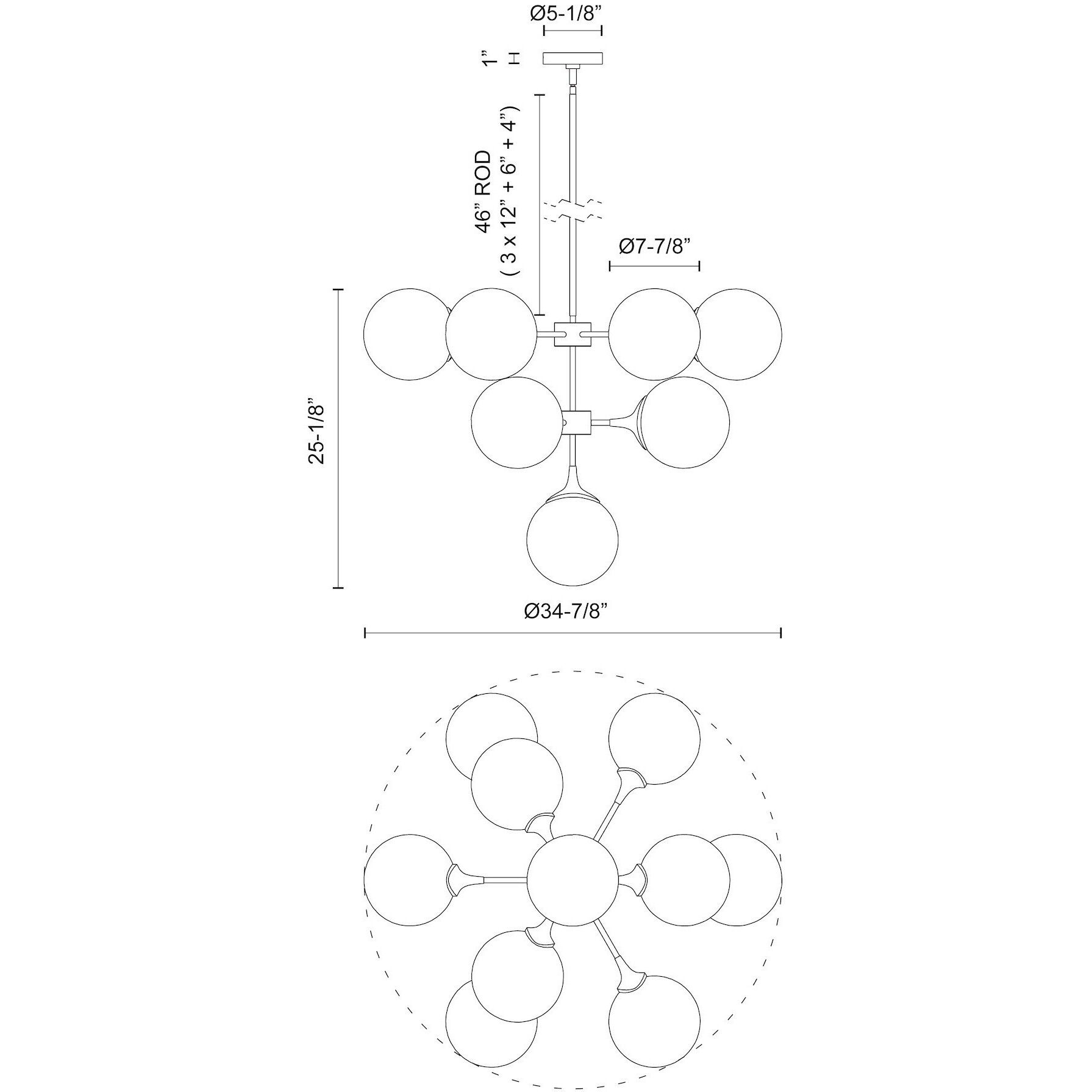 Alora Mood Nouveau 10 Light 34.88 inch Matte Black Chandelier Ceiling Light