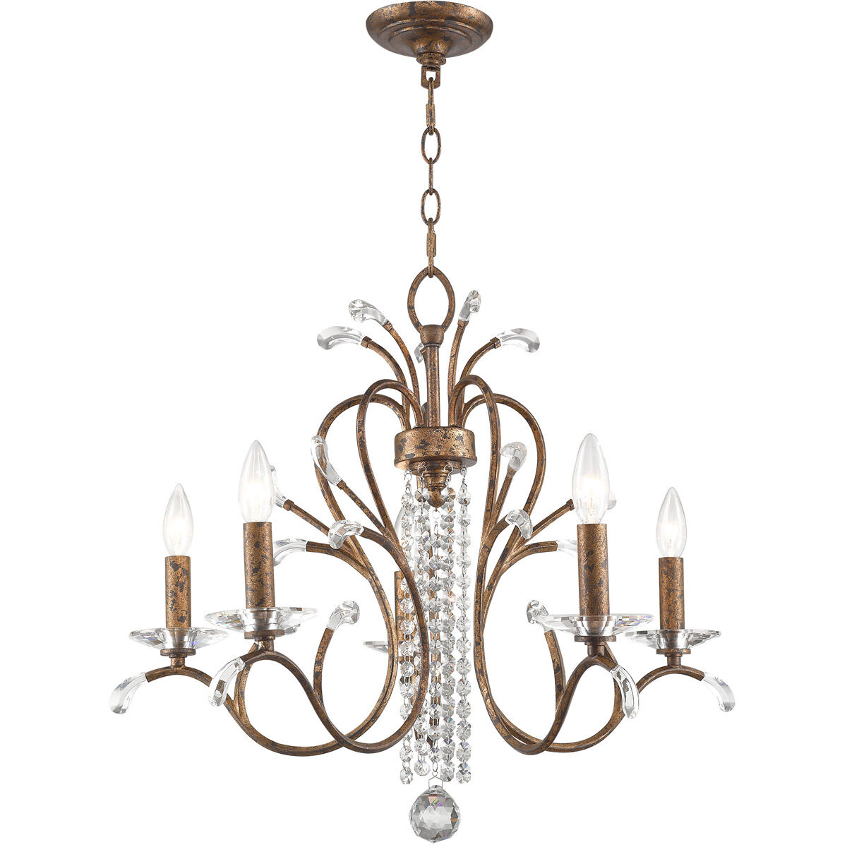 Serafina 5 Light 26 inch Hand Applied Venetian Golden Bronze Chandelier Ceiling Light