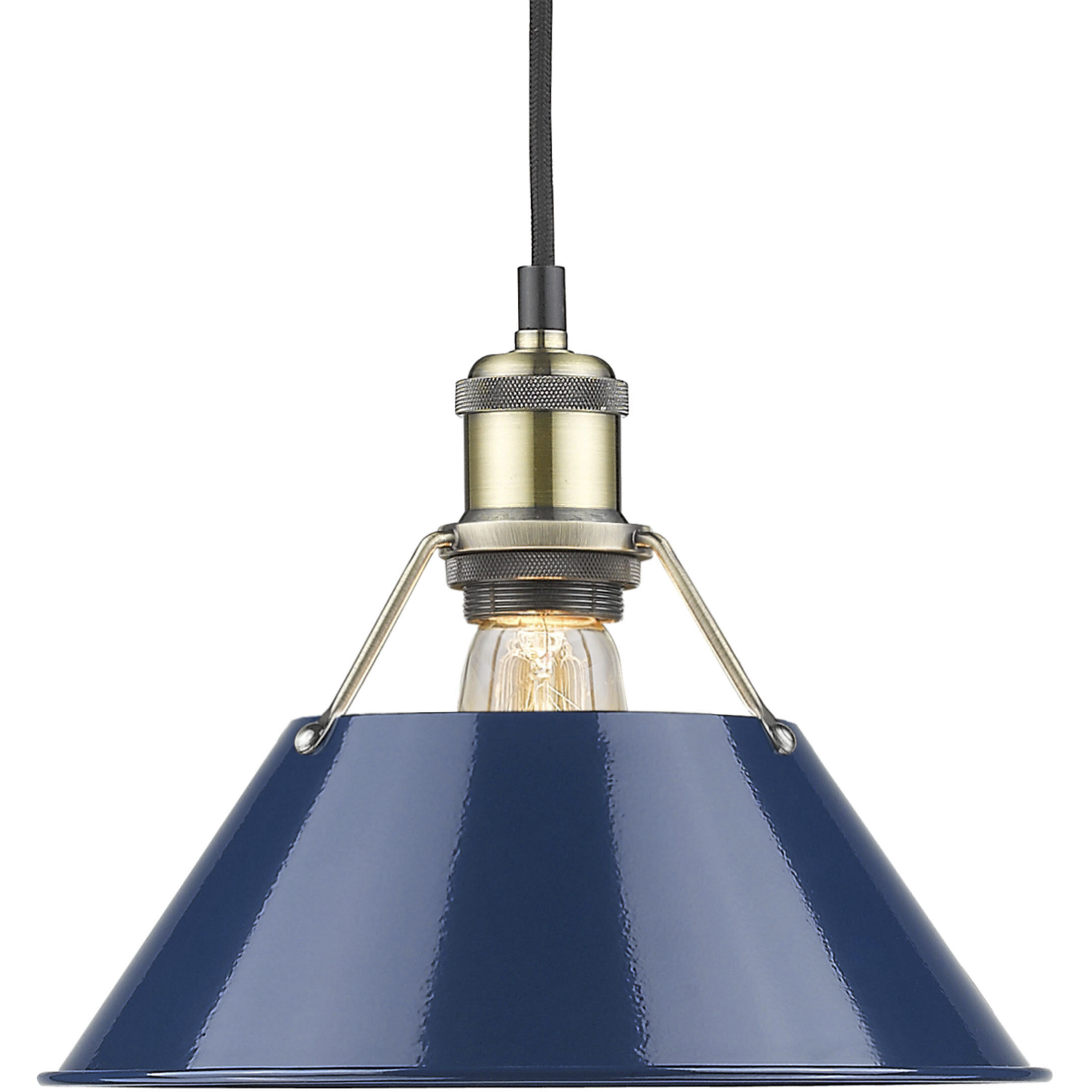Yep Orwell 1 Light 10 inch Aged Brass Pendant Ceiling Light in Navy, Medium