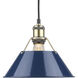 Yep Orwell 1 Light 10 inch Aged Brass Pendant Ceiling Light in Navy, Medium