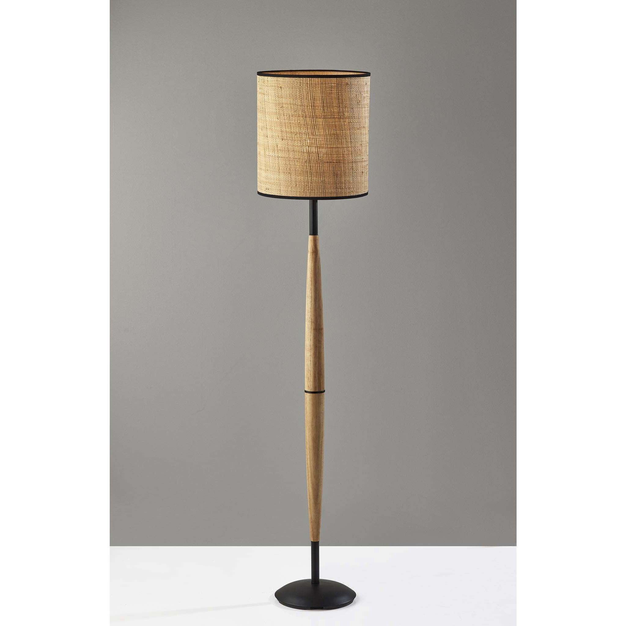 Cayman 63 inch 150.00 watt Black / Natural Wood Floor Lamp Portable Light