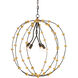 Anomaly 4 Light 26 inch Black Iron and Antique Gold Leaf Chandelier Ceiling Light, Orb