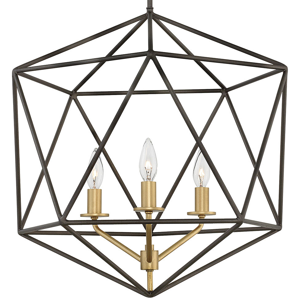 Astrid 3 Light 20 inch Metallic Matte Bronze with Deluxe Gold Indoor Chandelier Ceiling Light