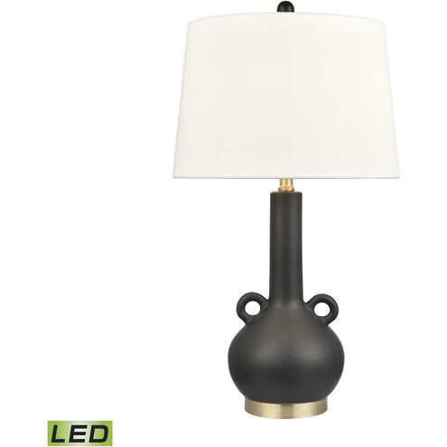 Sanderson 27 inch 9.00 watt Matte Black Glazed with Antique Brass Table Lamp Portable Light