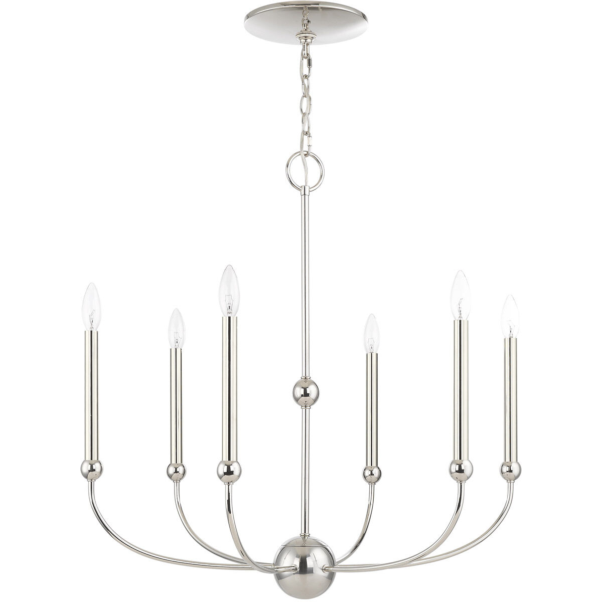 Cortlandt 6 Light 28 inch Polished Nickel Chandelier Ceiling Light