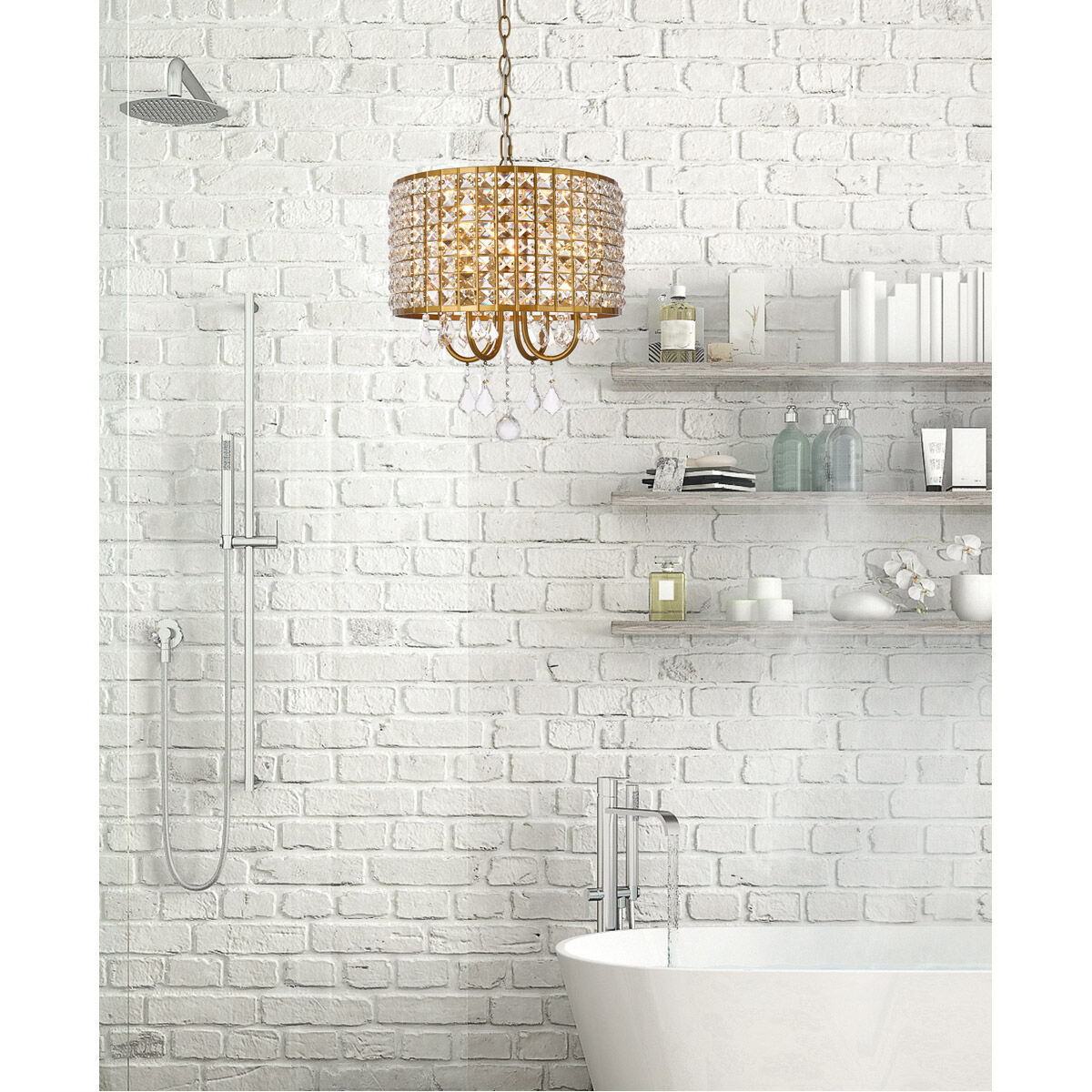 Elise 4 Light 14 inch Brass Pendant Ceiling Light