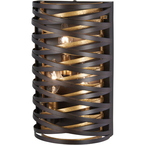 Vortic Flow 3 Light 7 inch Dark Bronze/Mosaic Gold Wall Sconce Wall Light