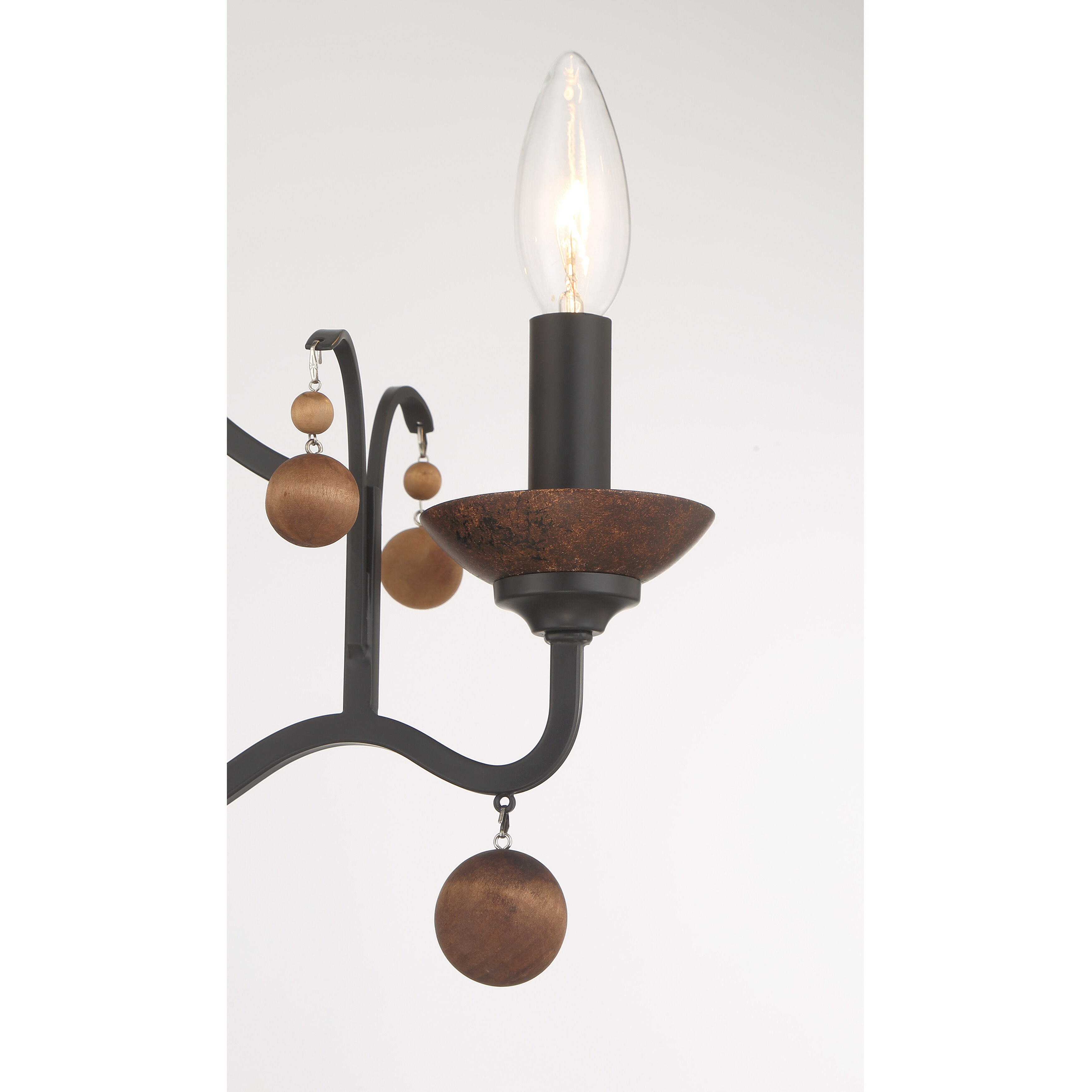 Colonial Charm 3 Light 16.75 inch Old World Bronze with Walnut Semi Flush Ceiling Light