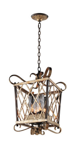 Trellis 4 Light 14.5 inch Antique Silver Leaf Pendant Ceiling Light