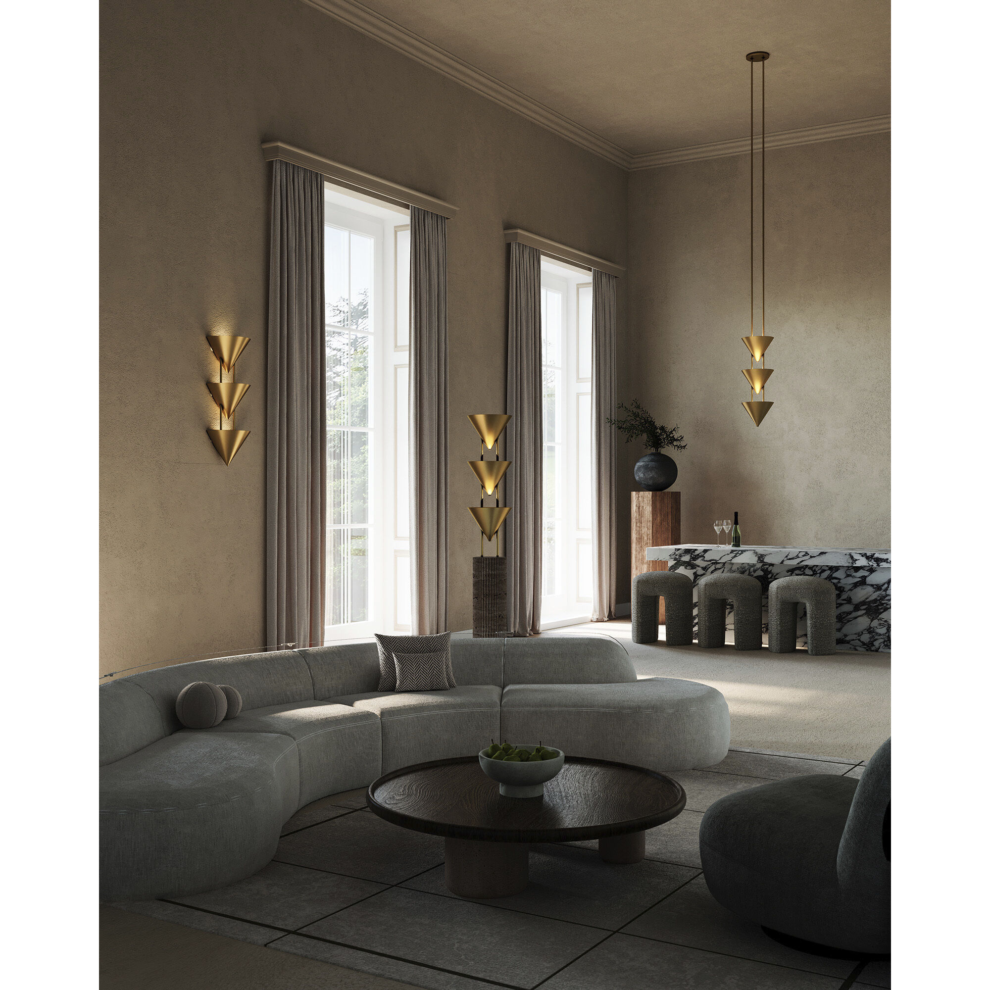 Versus 67.5 inch 180 watt Patina Brass Floor Lamp Portable Light in Brass Shade