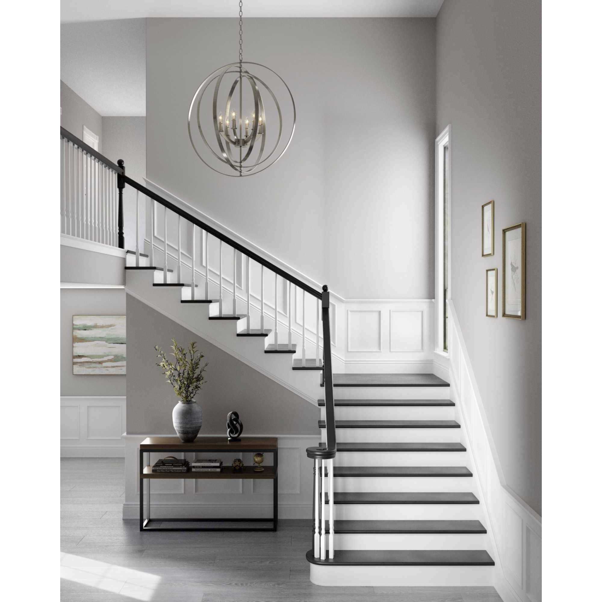 Equinox 6 Light 28 inch Burnished Silver Foyer Pendant Ceiling Light