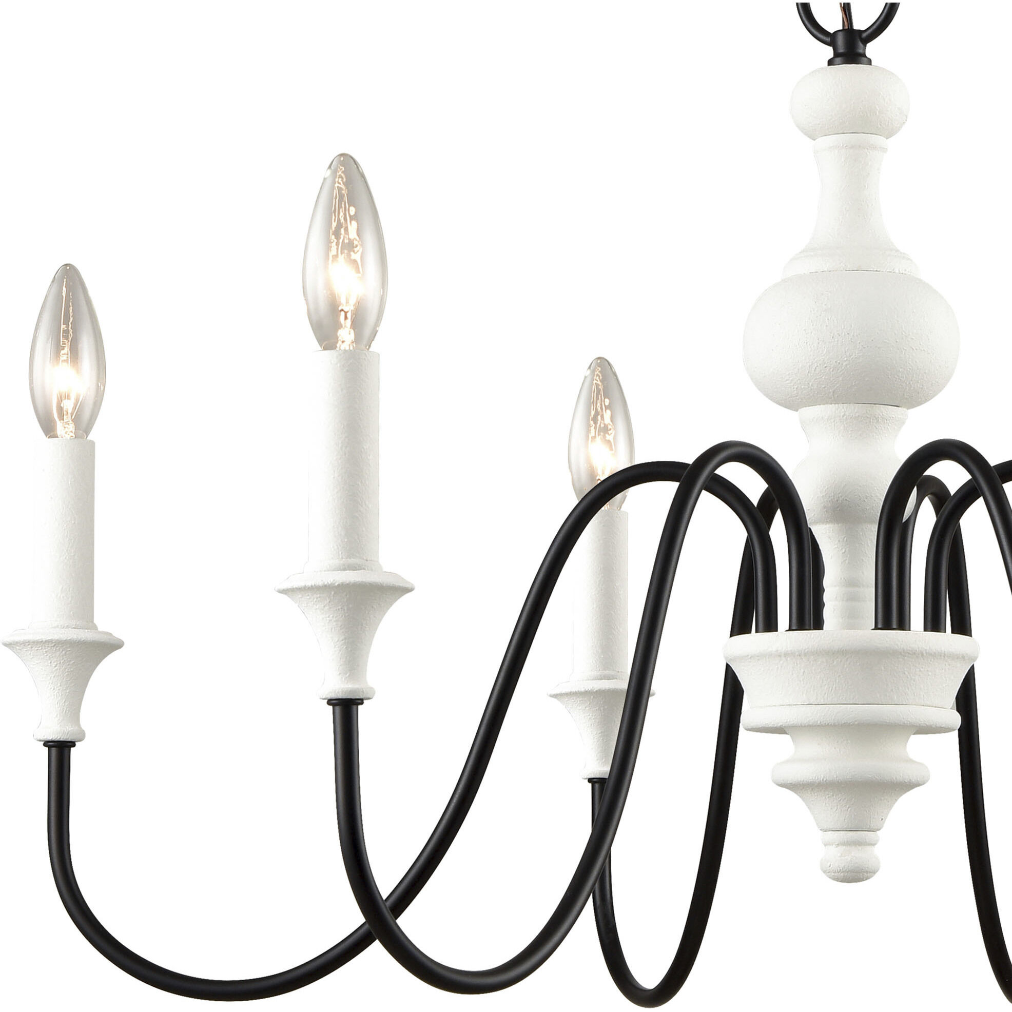 Val de Loire 6 Light 28 inch Textured White with Black Chandelier Ceiling Light