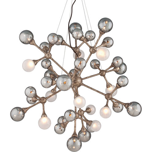 Element 40 Light 43.5 inch Stria Gold Leaf Chandelier Ceiling Light