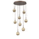 Cabochon LED Burnished Bronze with Travertine Stone Pendant Chandelier Ceiling Light in 2700K LED