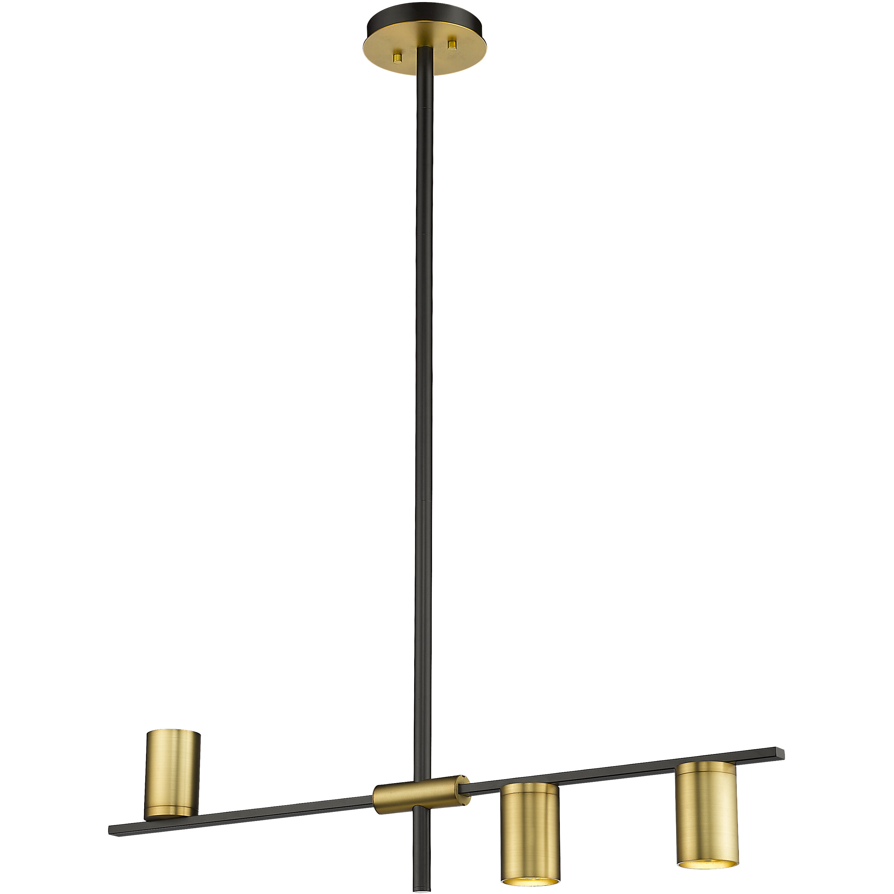 Calumet 3 Light 32 inch Matte Black and Olde Brass Linear Chandelier Ceiling Light