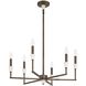 Montclair 6 Light 26 inch Forged Bronze and White Chandelier Ceiling Light