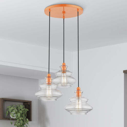 Everett 3 Light 20 inch Shiny Orange Pendant Chandelier Ceiling Light