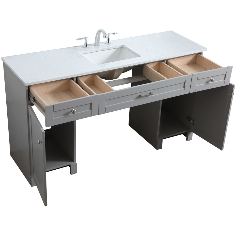 Cooper 60 X 19 X 34 inch Grey Vanity Sink Set