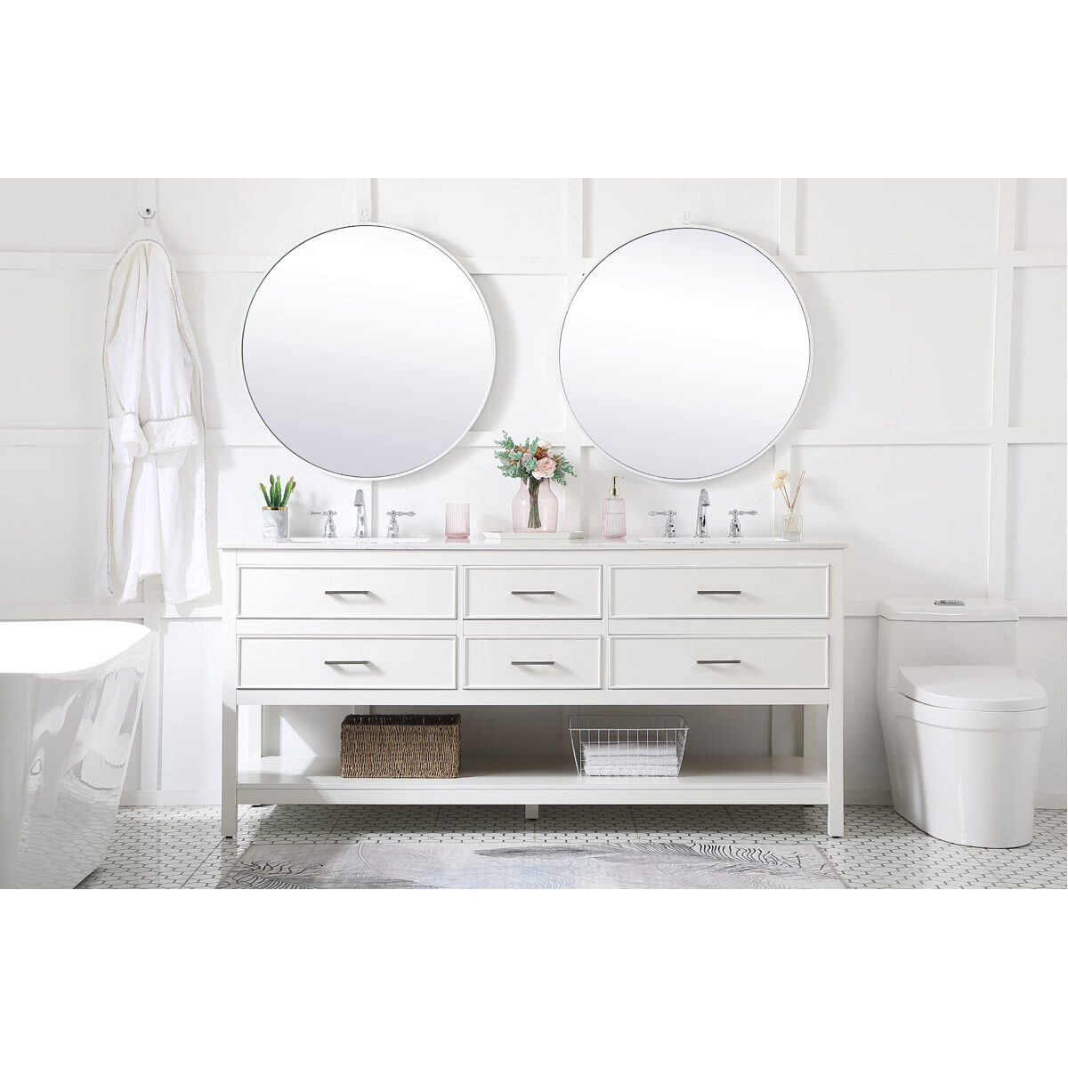Sinclaire 72 X 22 X 34 inch White Vanity Sink Set