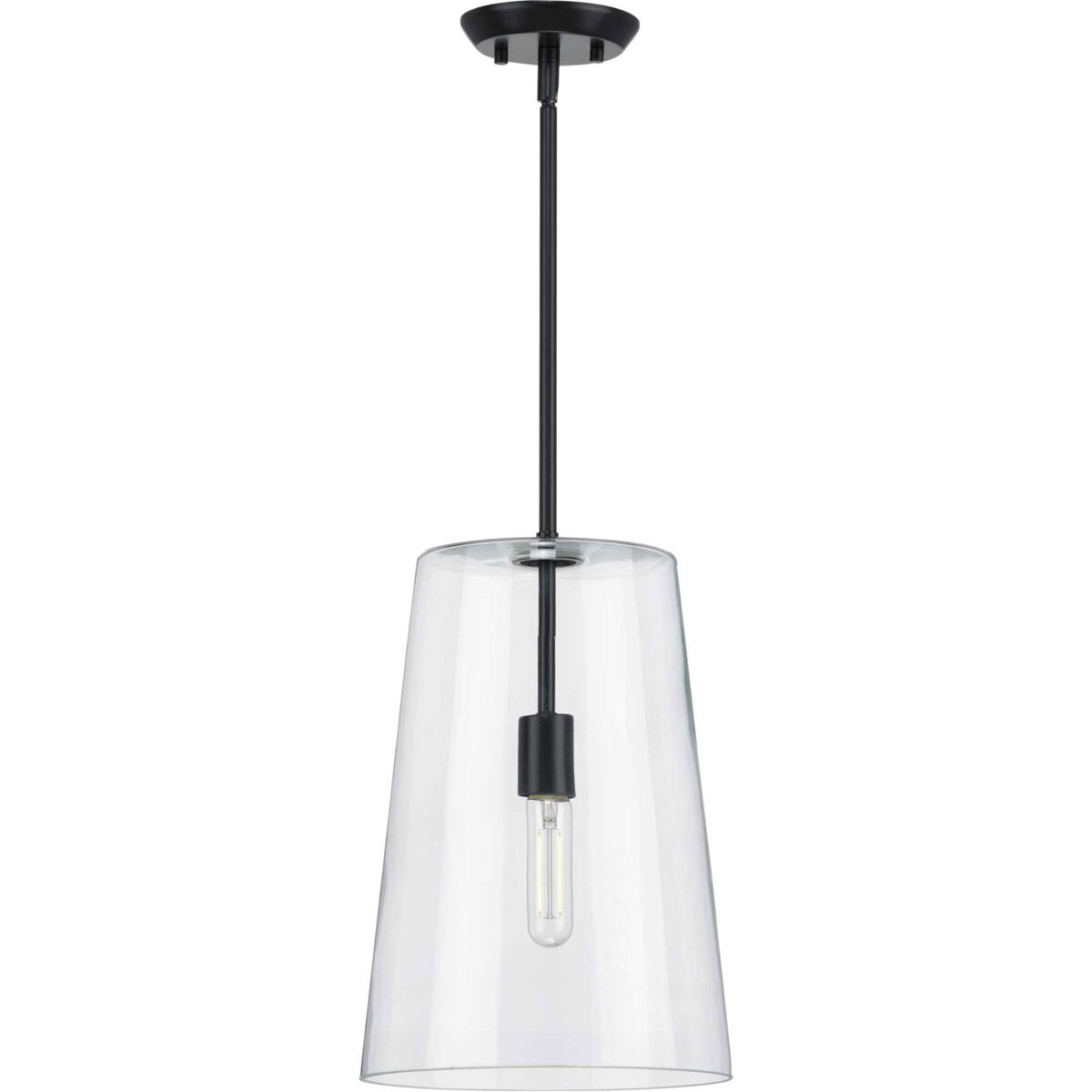 Clarion 1 Light Matte Black Pendant Ceiling Light, Medium 