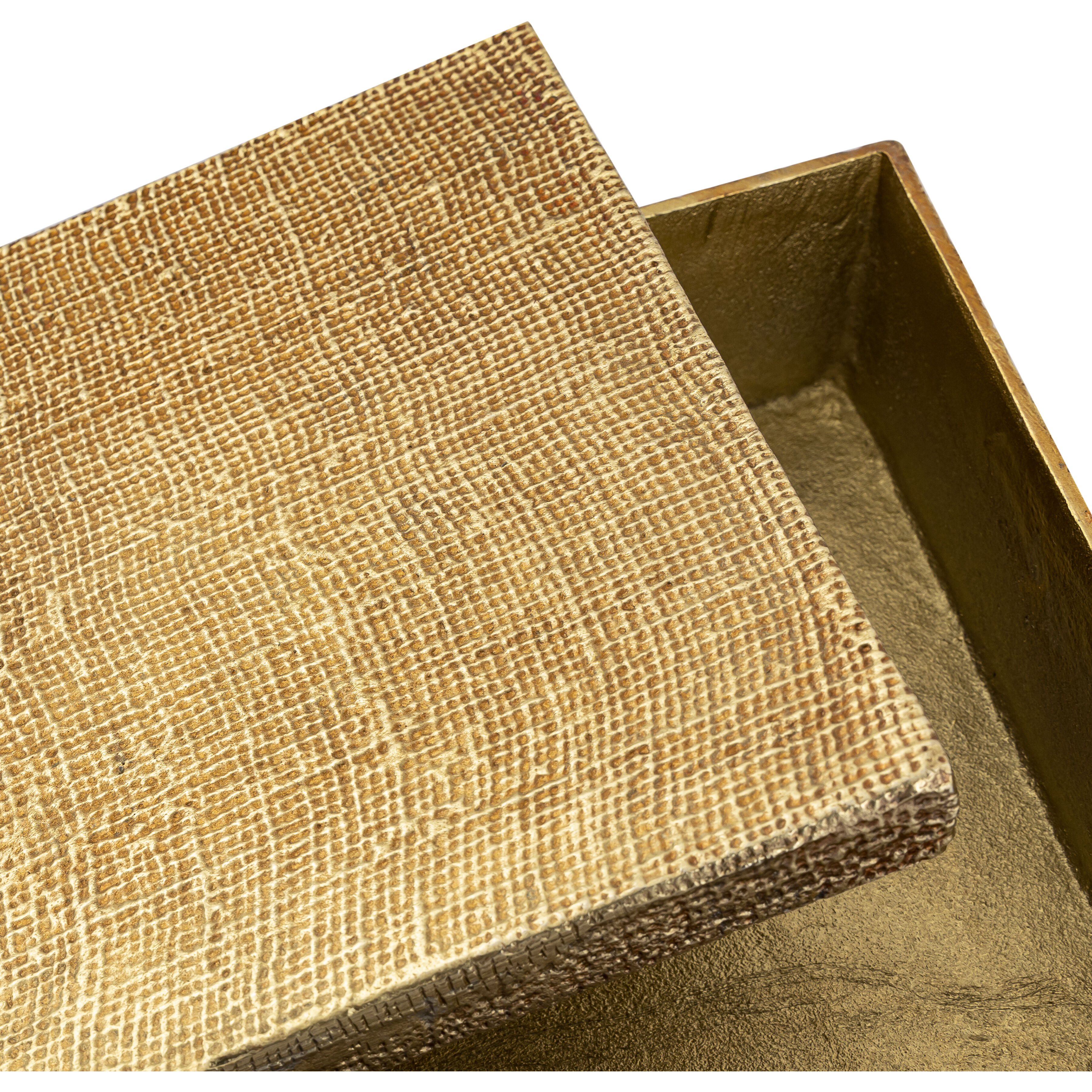 Square Linen 8 X 8 inch Antique Brass Box