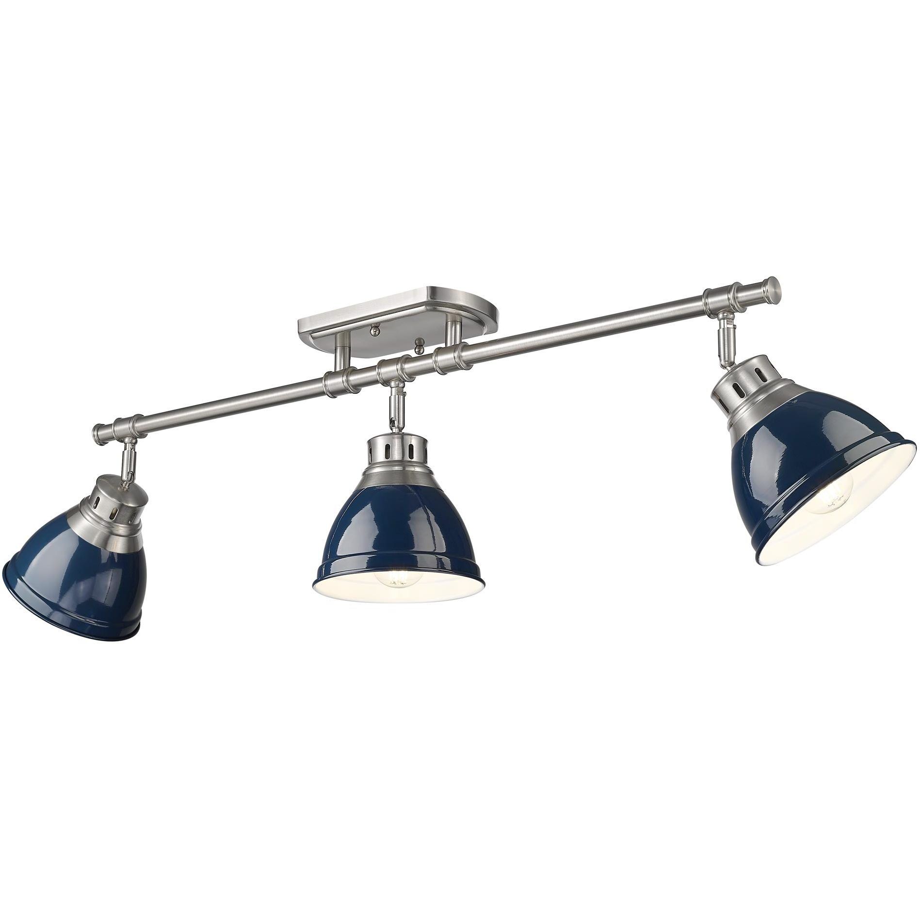 Yep Duncan 3 Light 35.38 inch Pewter Semi-Flush Mount Ceiling Light in Navy