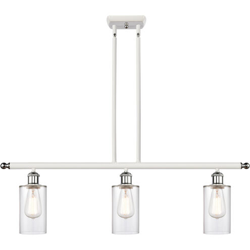 Ballston Clymer 3 Light 36 inch White and Polished Chrome Island Light Ceiling Light in Clear Glass, Ballston