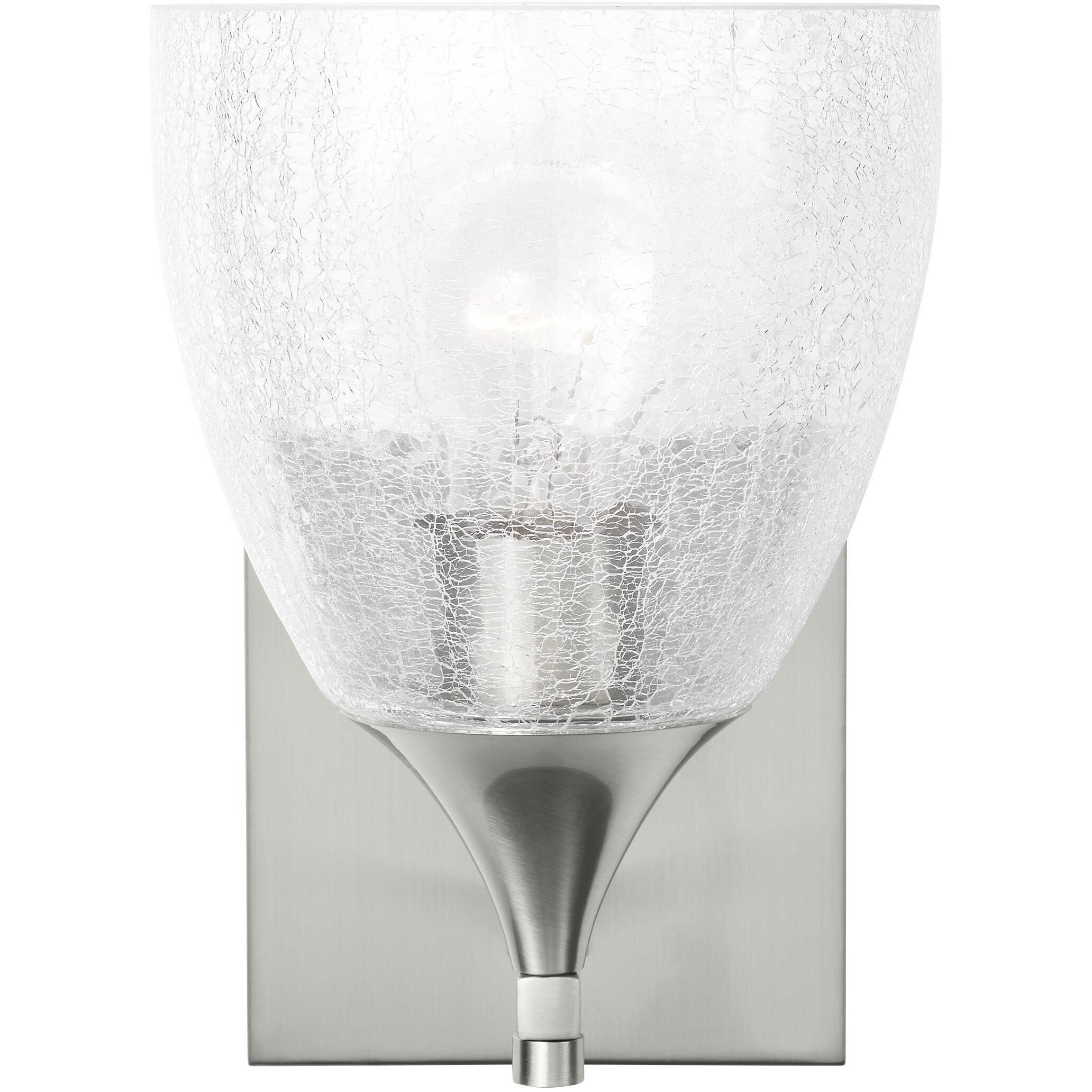 Drew & Jonathan Toffino 1 Light 6 inch Brushed Nickel Sconce Wall Light in Clear Crackle Glass, Small