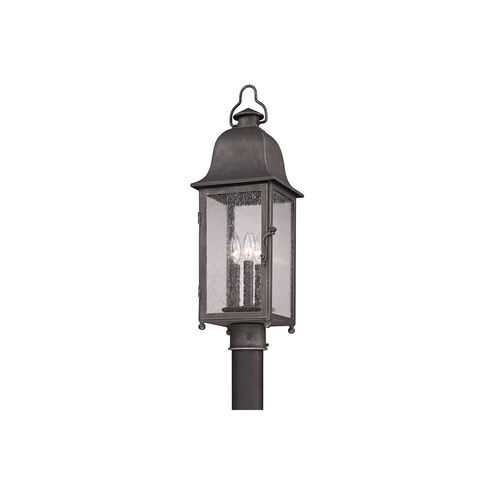 Pella 3 Light 25 inch Aged Pewter Post