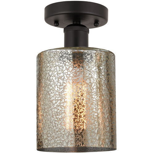Edison Cobbleskill 1 Light 5 inch Oil Rubbed Bronze Semi-Flush Mount Ceiling Light in Mercury Glass
