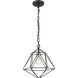 Geo 1 Light 11.75 inch Matte Black and Chrome Pendant Ceiling Light