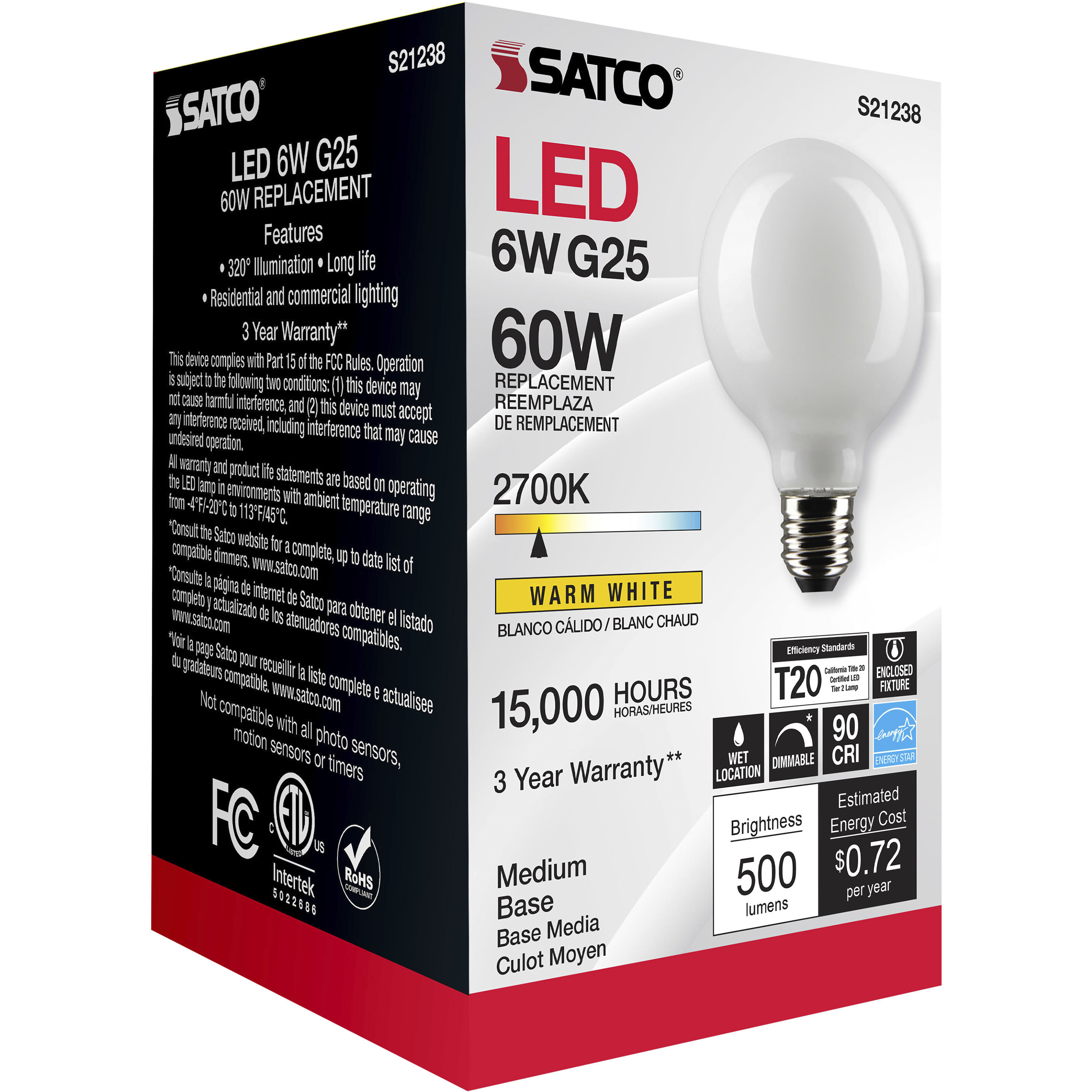 Lumos G25 LED Medium Medium 6W 2700K LED Filament