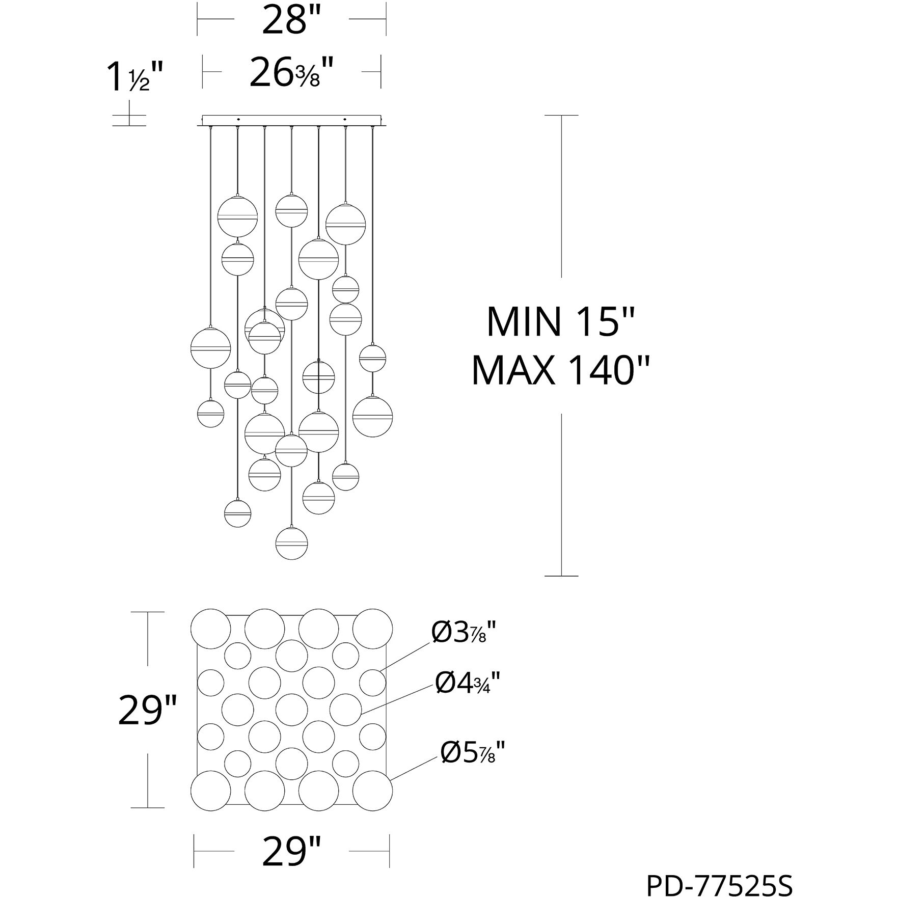 Cyllindra LED 29 inch Black Chrome Chandelier Ceiling Light in Black/Chrome, dweLED
