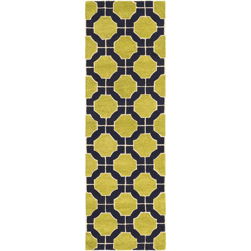 Dream 96 X 30 inch Light Olive/Ink Blue/Light Beige Handmade Rug