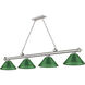 Cordon 4 Light 81.25 inch Brushed Nickel Billiard Ceiling Light in Green Acrylic