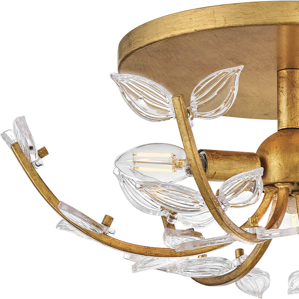 Aliso 3 Light 20 inch Distressed Brass Semi-flush Mount Ceiling Light