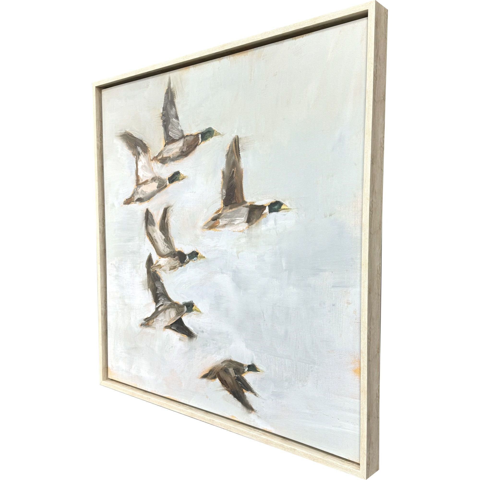 Mallard Migration Blue and Green and Gray Canvas