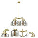 Bell 5 Light 26 inch Brushed Brass Chandelier Ceiling Light in Silver Plated Mercury Glass