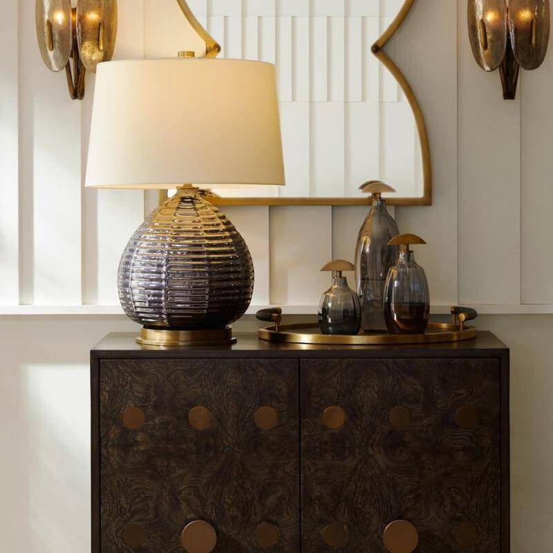 Juliette 26.5 inch 150.00 watt Flint Luster and Antique Brass Table Lamp Portable Light