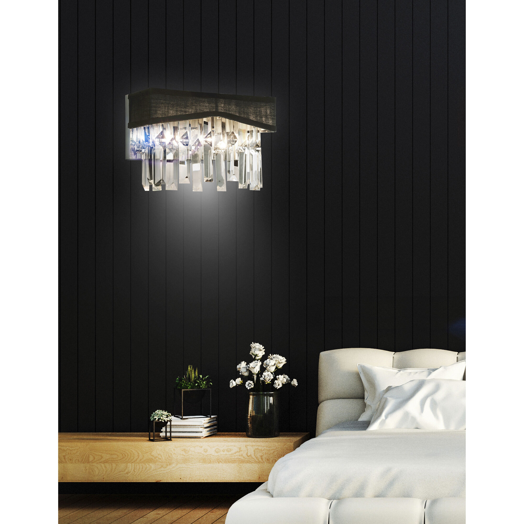 Havely 2 Light 5 inch Chrome Wall Light in Black