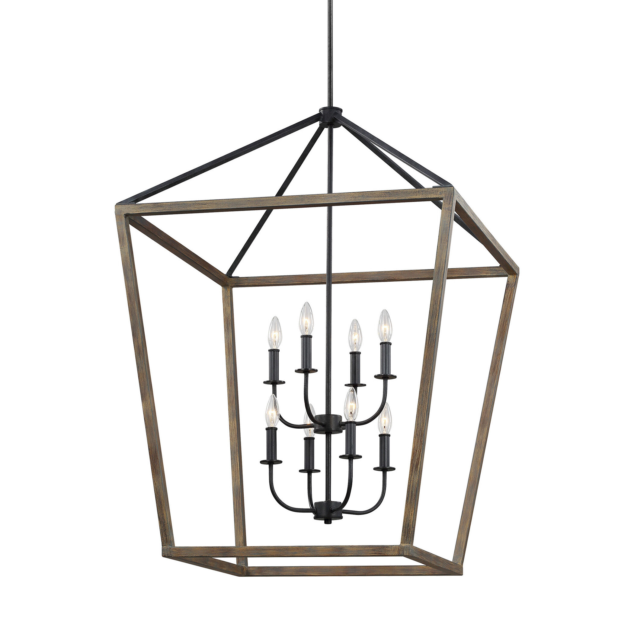 Sean Lavin Gannet 8 Light 26 inch Weathered Oak Wood / Antique Forged Iron Chandelier Ceiling Light