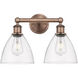 Bristol Glass 2 Light 16.5 inch Antique Copper Bath Vanity Light Wall Light in Clear