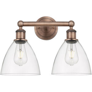 Bristol Glass 2 Light 16.5 inch Antique Copper Bath Vanity Light Wall Light in Clear