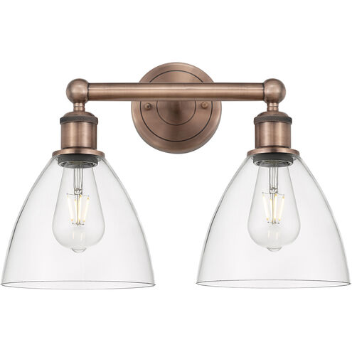 Bristol Glass 2 Light 16.5 inch Antique Copper Bath Vanity Light Wall Light in Clear
