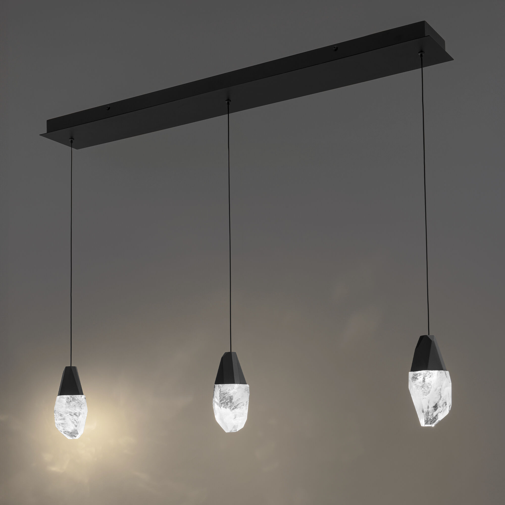 Beyond Martini LED 5.5 inch Black Multi-Light Pendant Ceiling Light in Optic, Linear Canopy