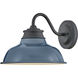 Wallace Outdoor Barn Light in Museum Black with Denim Blue, Gooseneck
