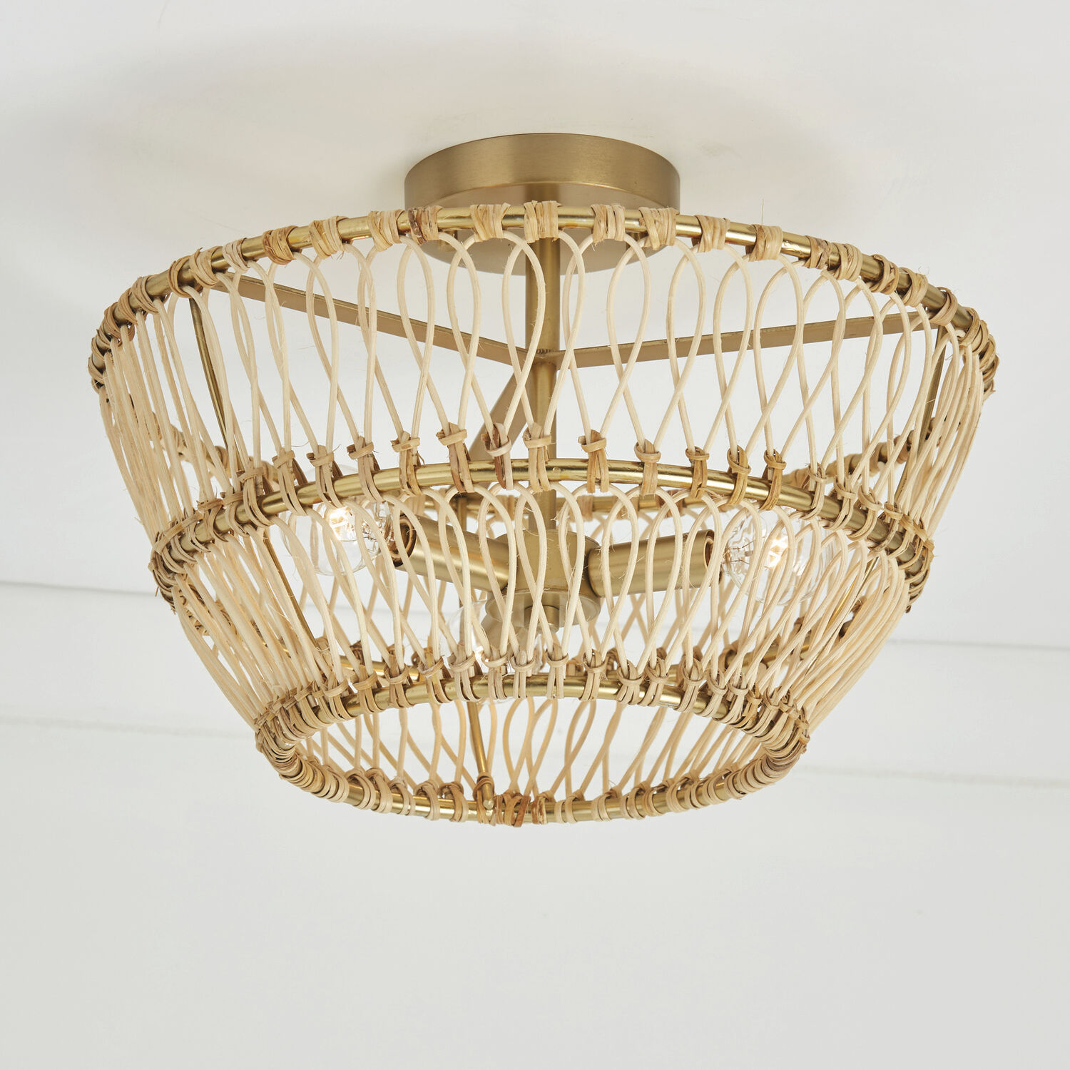 Wren 3 Light 16 inch Matte Brass Semi-Flush Mount Ceiling Light, Convertible Dual Mount