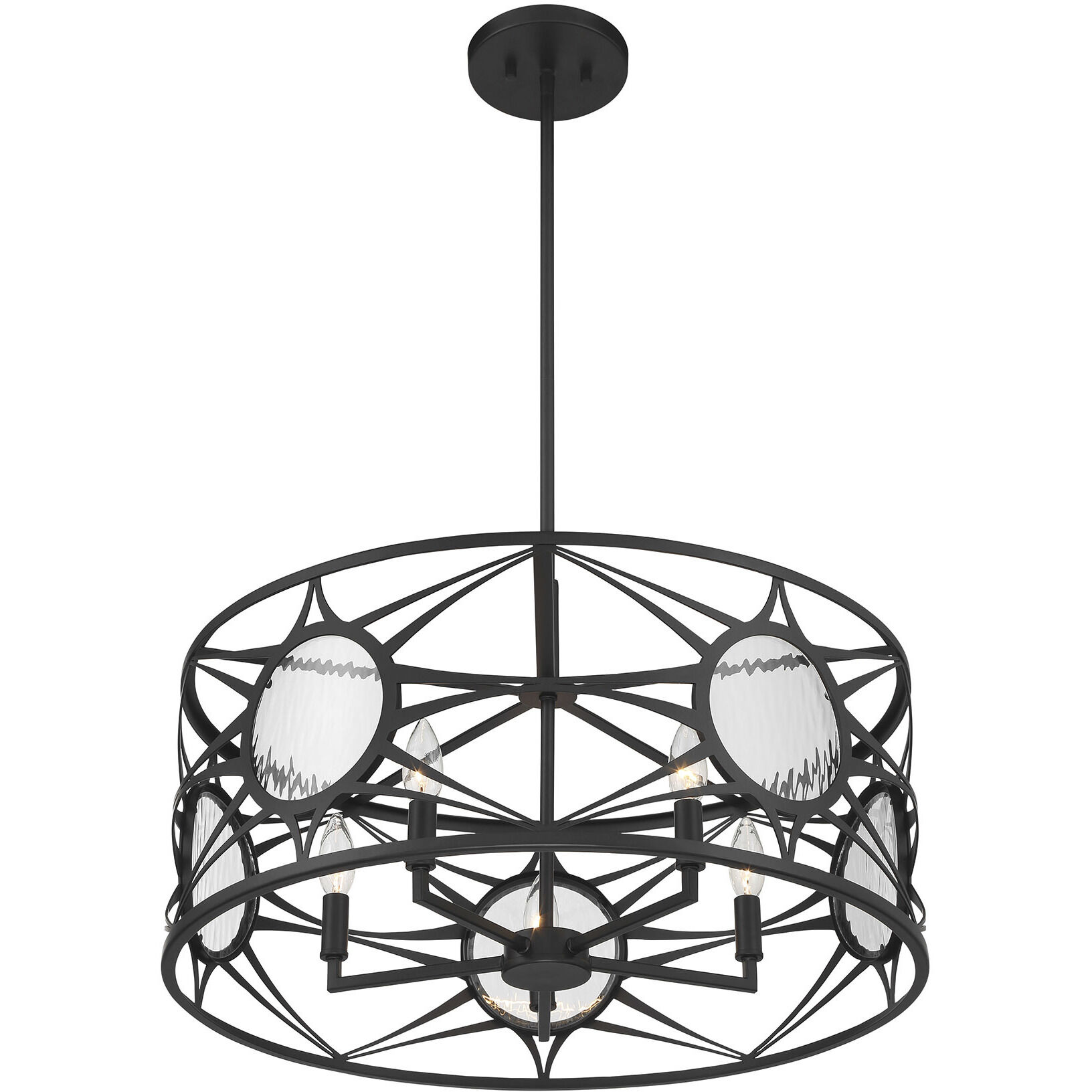 Balfour 5 Light 24 inch Matte Black Convertible Semi-Flush or Pendant Ceiling Light