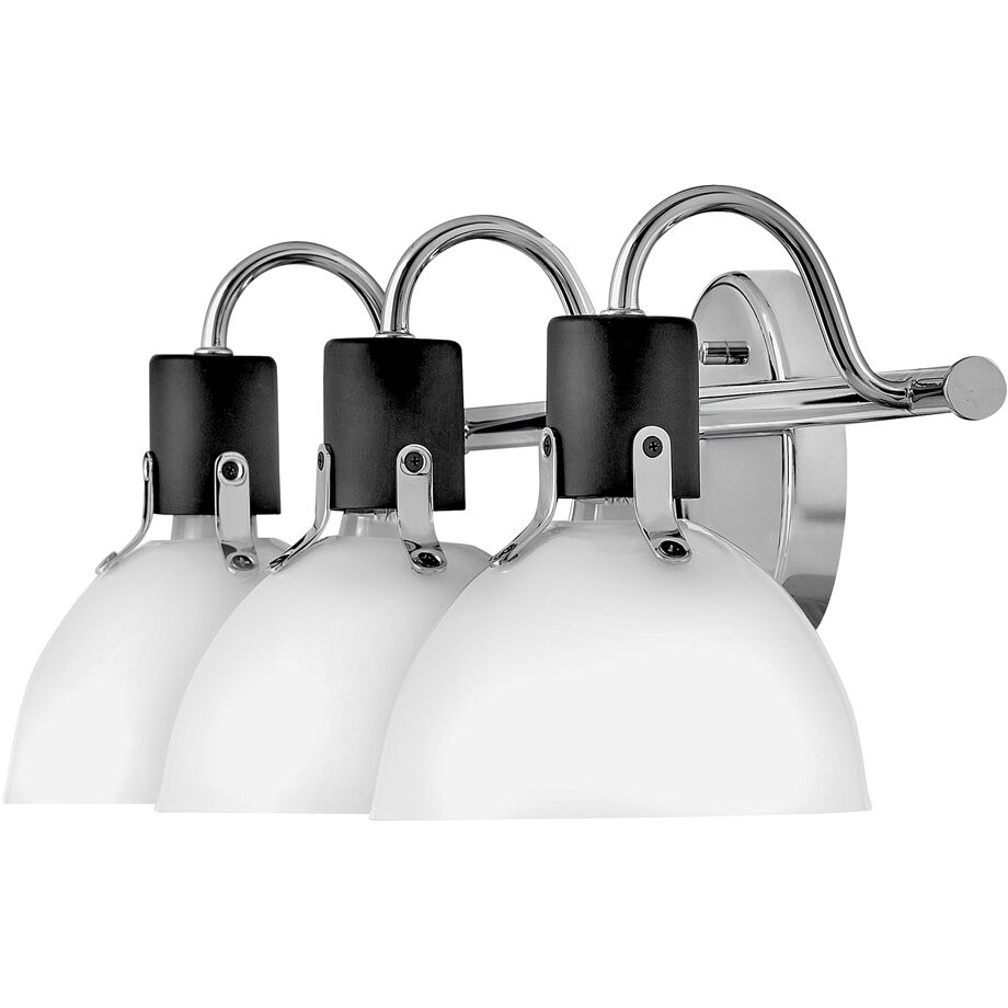 Argo 3 Light 24.5 inch Chrome with Black Vanity Light Wall Light